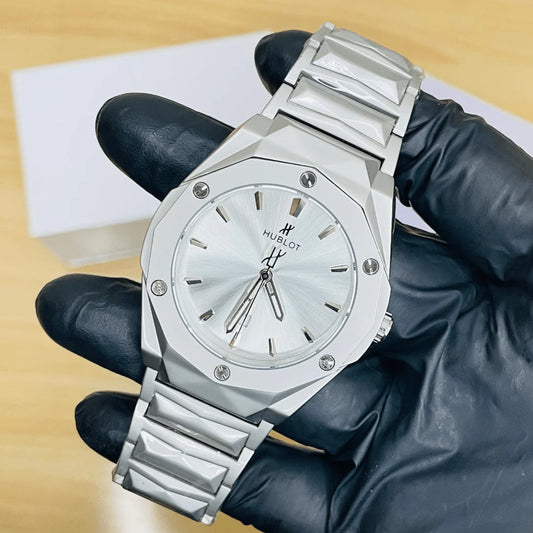 Hublot Style Stainless Steel Luxury Watch – Premium Metal Bracelet