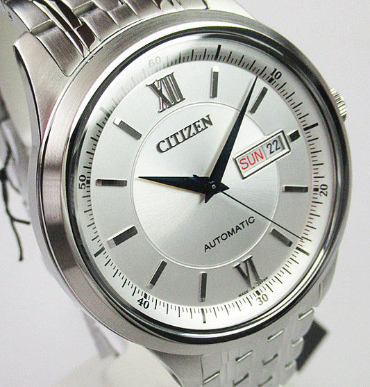 Citizen Men's Automatic Stainless Steel Watch with Day-Date Display – Classic Silver Dial