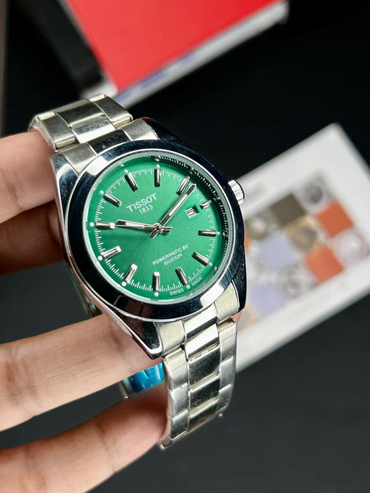 Premium Green Dial Stainless Steel Men’s Automatic Watch – Elegant Business Timepiece