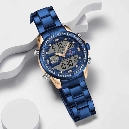 NAVIFORCE Blue Dual Display Chronograph Watch for Men | Timescape.pk