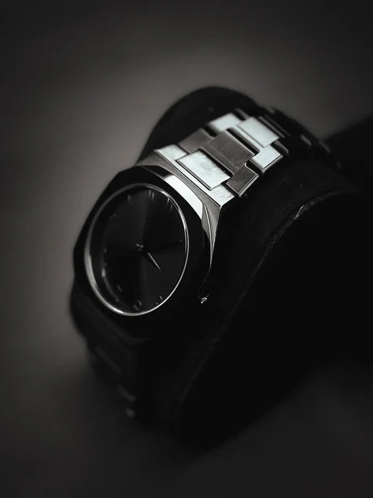 Luxury Black Stainless Steel Arabic Dial Watch – Minimalist Men's Wristwatch