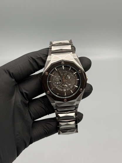 Hublot Inspired Luxury Men’s Chronograph Watch – Black Steel Edition