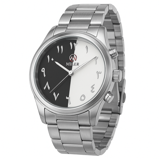 MILER Arabic Dial Dual Tone Men's Wrist Watch – Stainless Steel Chain