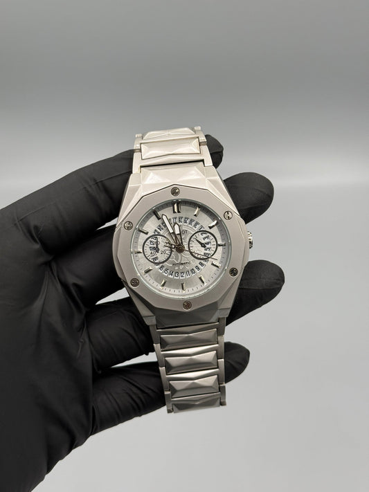 Hublot Inspired Luxury Men’s Chronograph Watch – Black Steel Edition