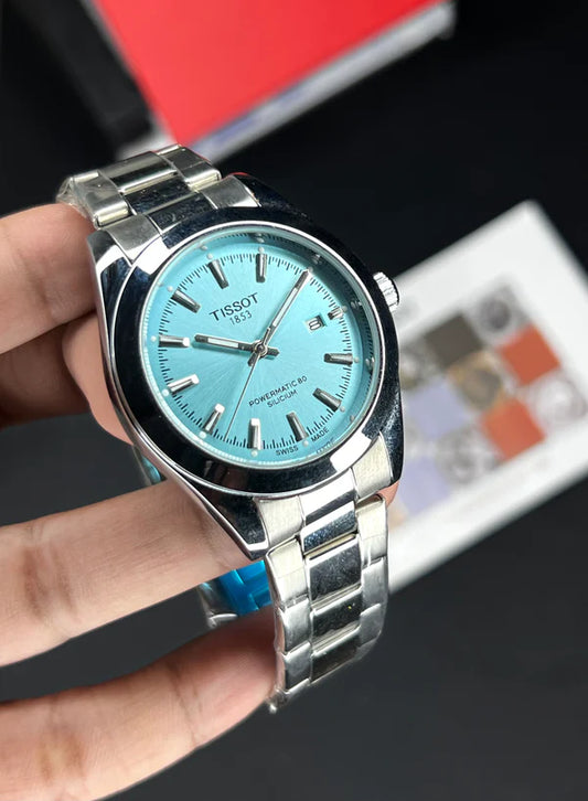 Turquoise Blue Dial Stainless Steel Men’s Automatic Watch – Premium Luxury Style