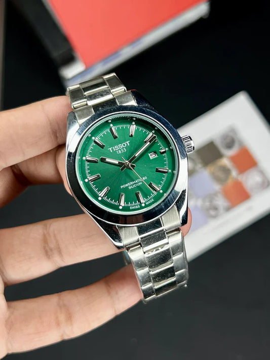 Premium Green Dial Stainless Steel Men’s Automatic Watch – Elegant Business Timepiece