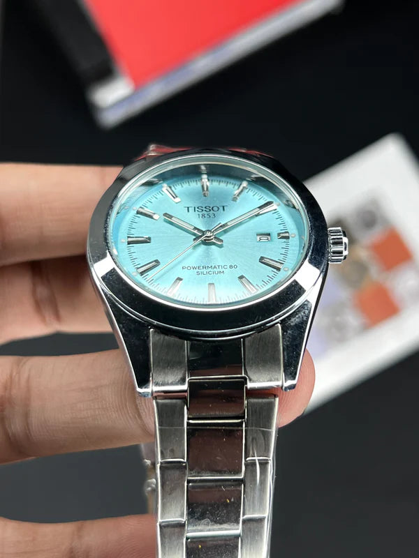 Turquoise Blue Dial Stainless Steel Men’s Automatic Watch – Premium Luxury Style