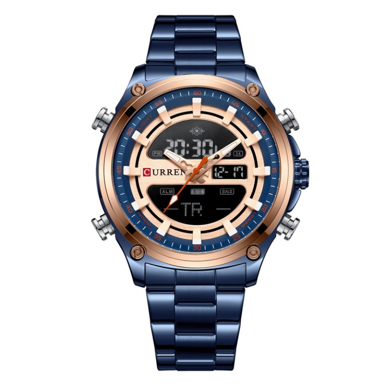CURREN Blue Dual Display Chronograph Watch for Men | Timescape.pk