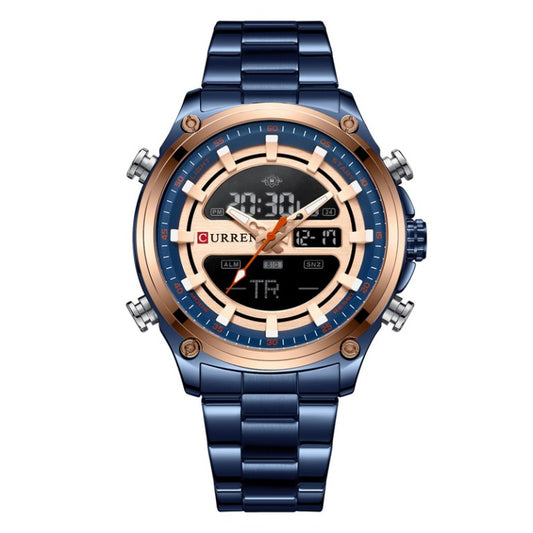 CURREN Blue Dual Display Chronograph Watch for Men | Timescape.pk