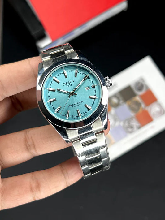 Turquoise Blue Dial Stainless Steel Men’s Automatic Watch – Premium Luxury Style