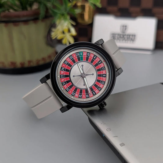 Luxury Roulette Wheel Watch – Casino Style Timepiece with Leather Strap