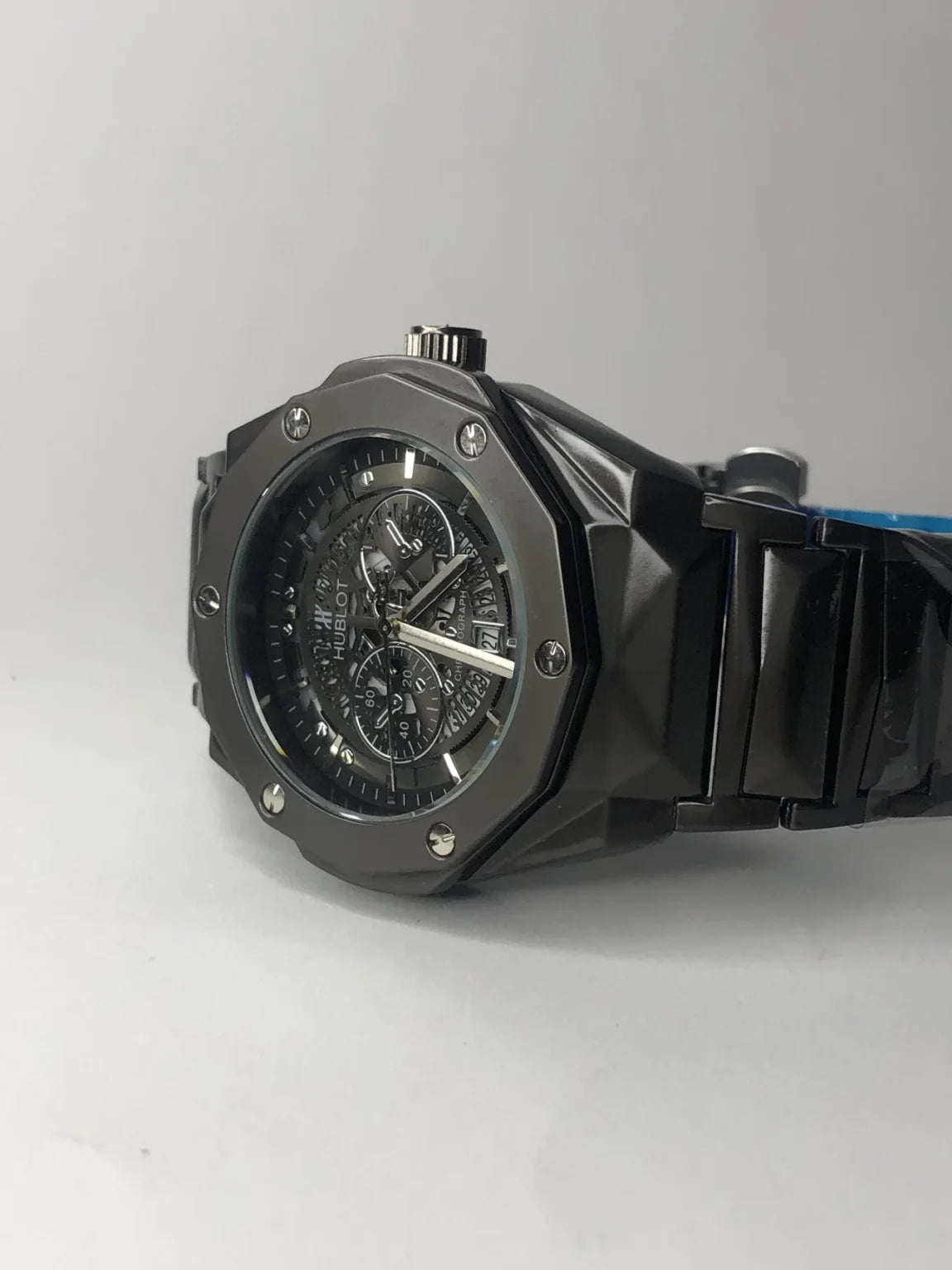 Hublot Inspired Luxury Men’s Chronograph Watch – Black Steel Edition