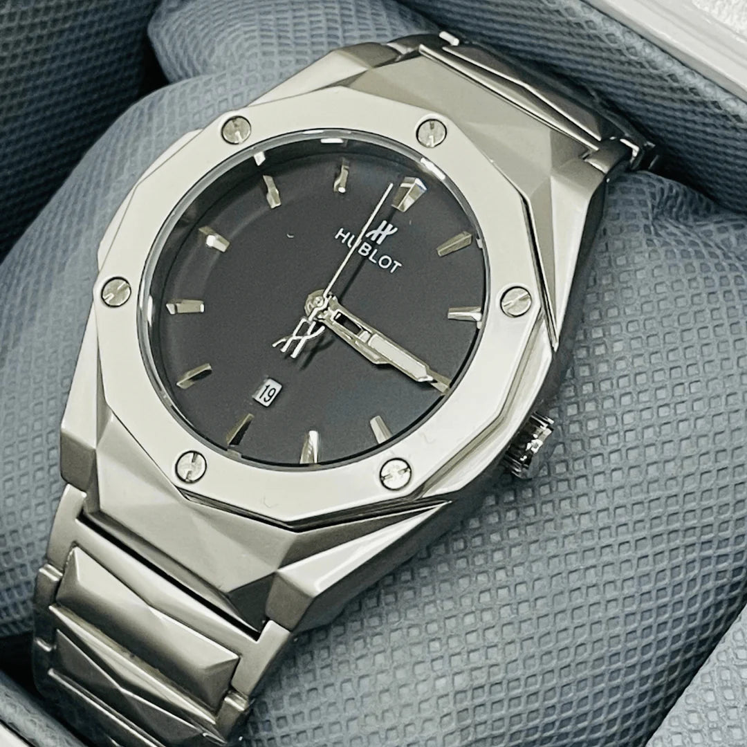 Hublot Style Stainless Steel Luxury Watch – Premium Metal Bracelet