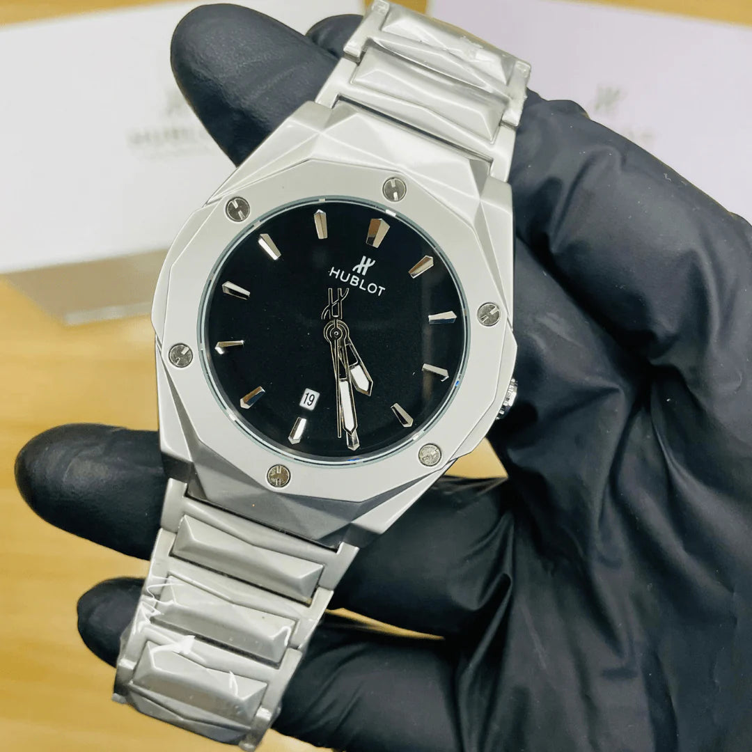 Hublot Style Stainless Steel Luxury Watch – Premium Metal Bracelet