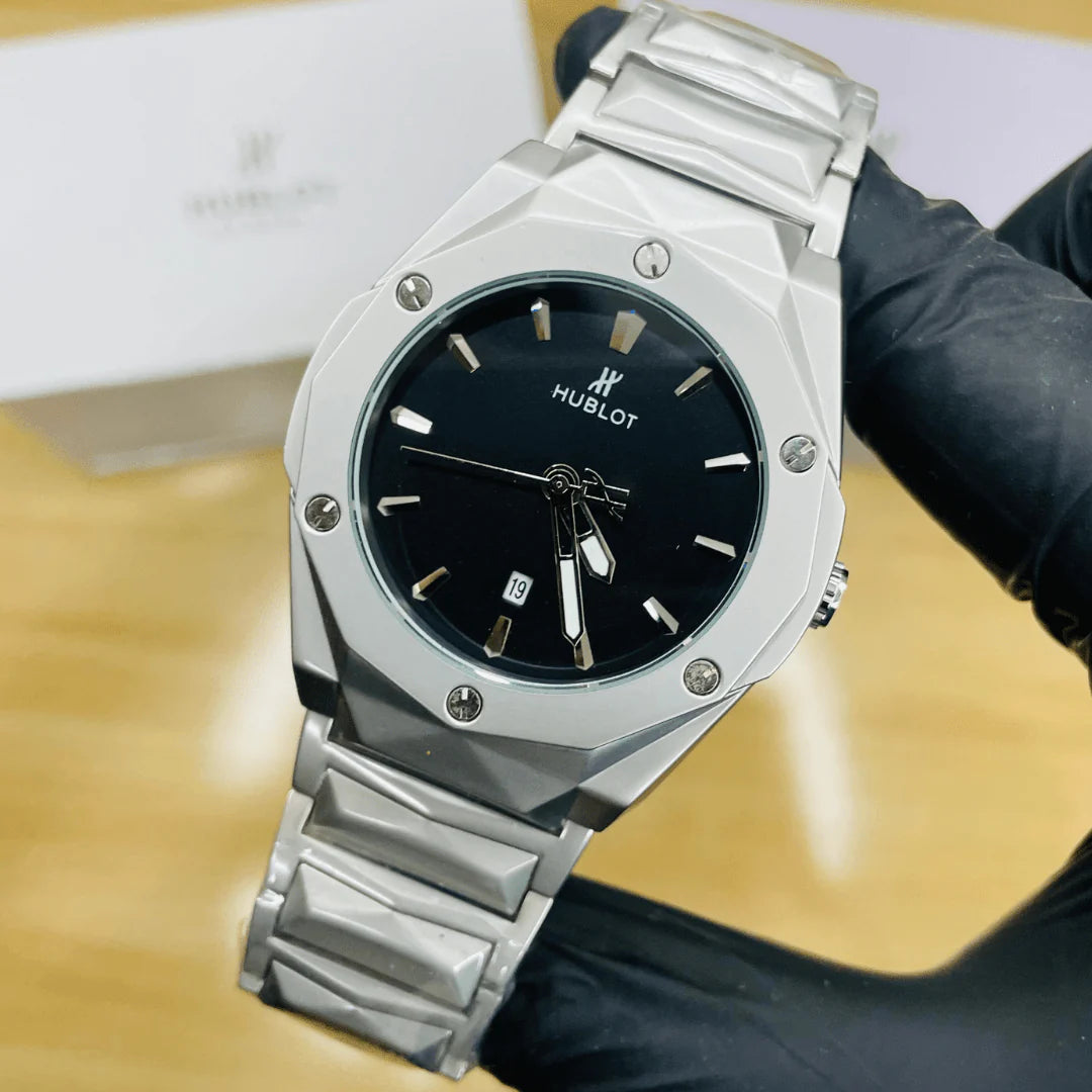 Hublot Style Stainless Steel Luxury Watch – Premium Metal Bracelet