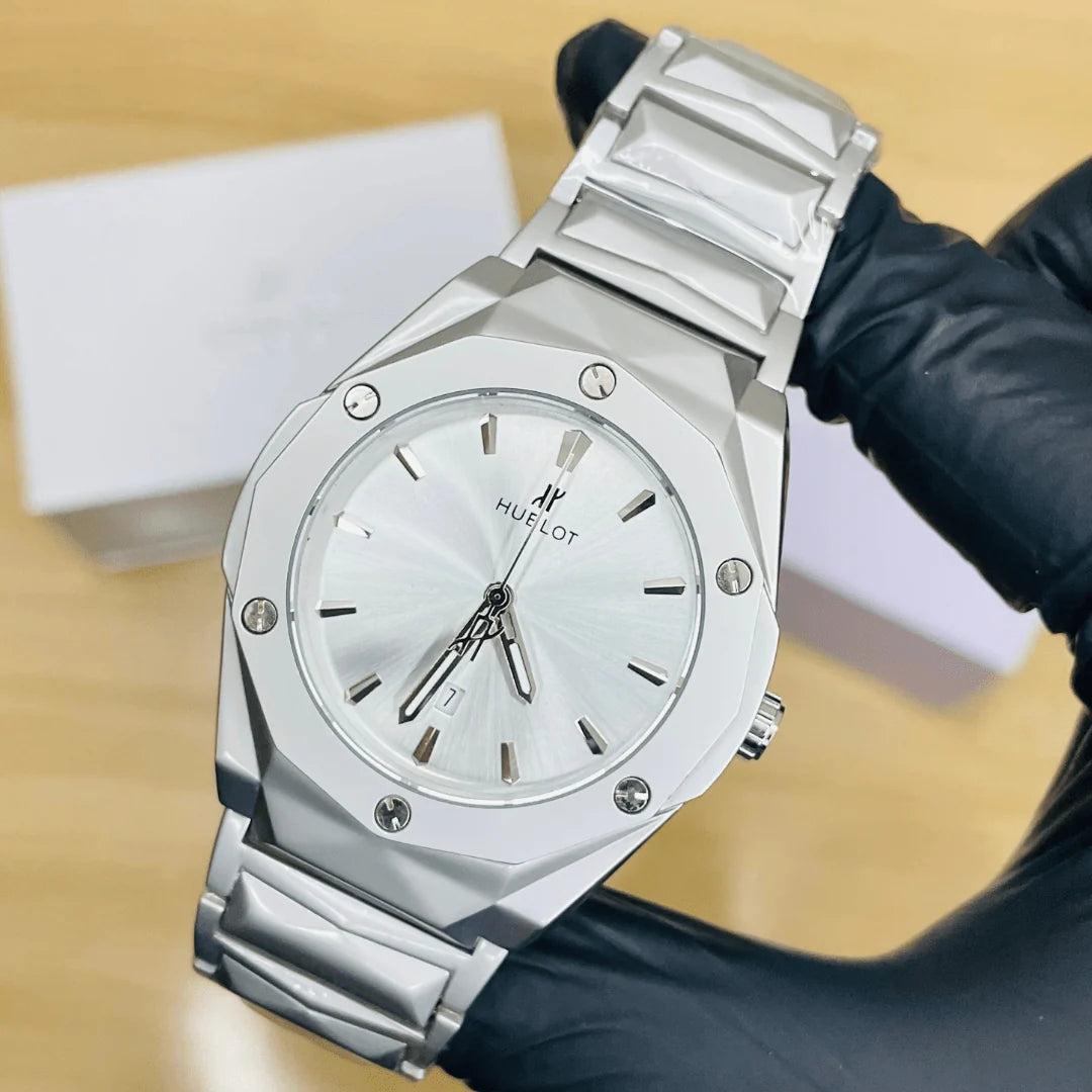 Hublot Style Stainless Steel Luxury Watch – Premium Metal Bracelet