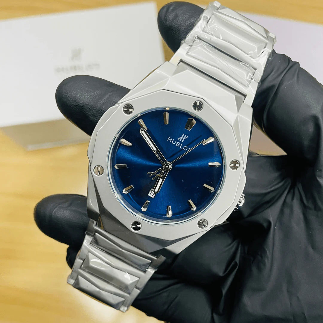 Hublot Style Stainless Steel Luxury Watch – Premium Metal Bracelet