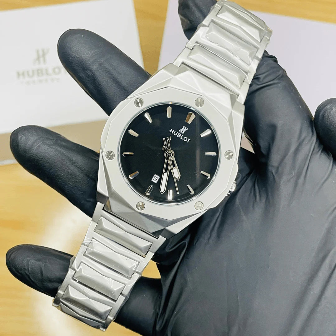 Hublot Style Stainless Steel Luxury Watch – Premium Metal Bracelet