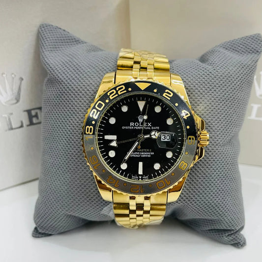 Rolex GMT-Master II Men’s Gold Watch – Black Dial Luxury Automatic Timepiece