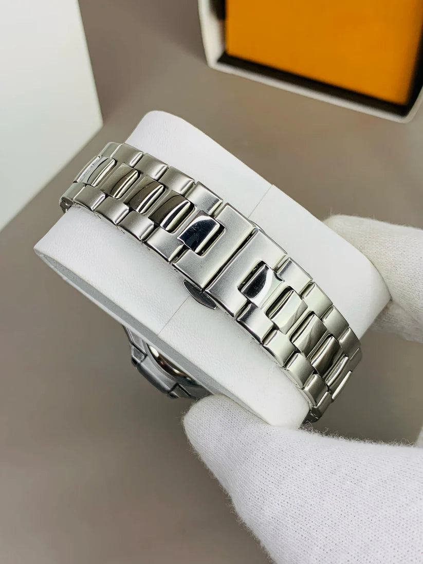 Patek Philippe Inspired Luxury Men's Wristwatch – Silver Chain & Turquoise Dial